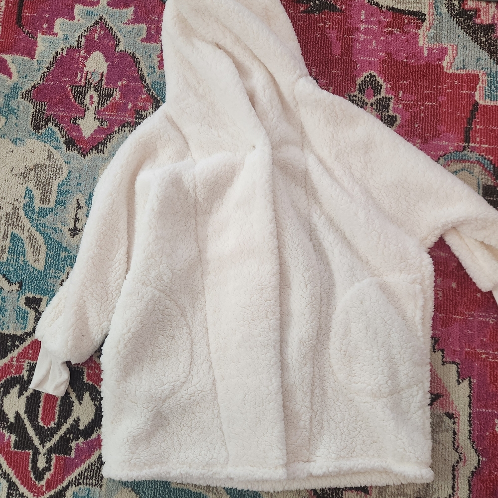 Cozy White Womens Plus Hooded Jacket
